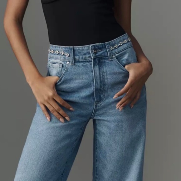 PAIGE Denim - Paige  Sasha Embellished Straight-Leg Jeans